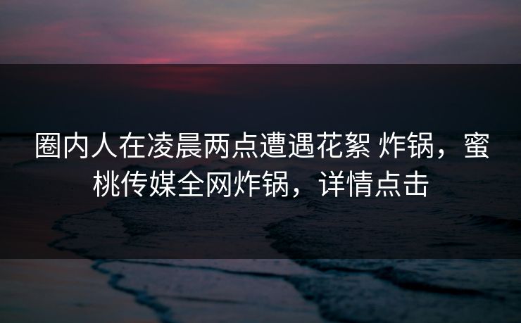 圈内人在凌晨两点遭遇花絮 炸锅,蜜桃传媒全网炸锅,详情点击 圈内人在凌晨两点遭遇花絮 炸锅,蜜桃传媒全网炸锅,详情点击